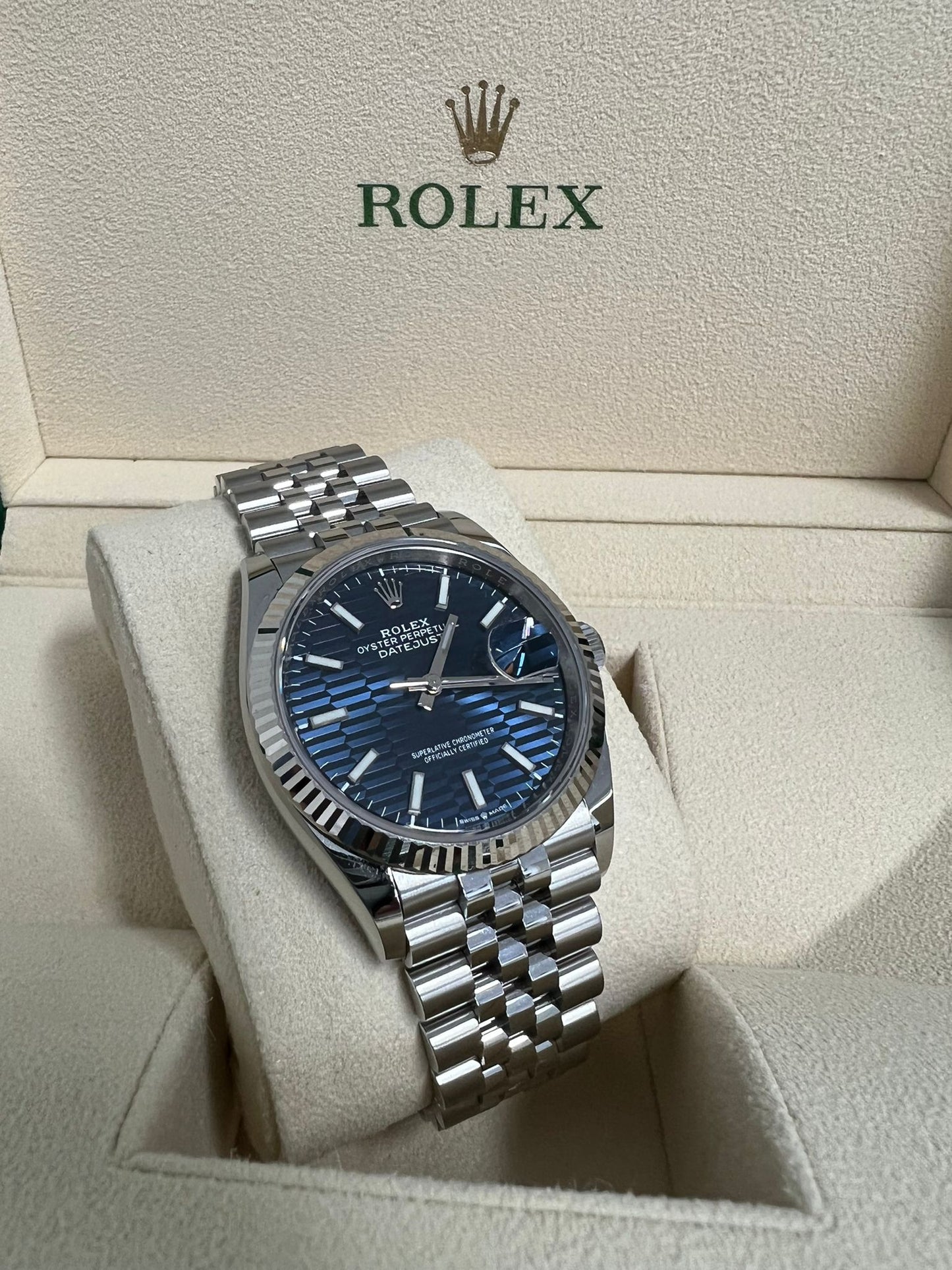 Rolex Datejust 36 Fluted Motif Blue Jubilee - 126234 - 2023